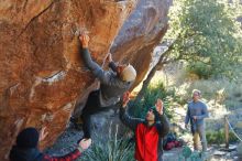 Bouldering in Hueco Tanks on 11/30/2019 with Blue Lizard Climbing and Yoga

Filename: SRM_20191130_1623571.jpg
Aperture: f/4.5
Shutter Speed: 1/250
Body: Canon EOS-1D Mark II
Lens: Canon EF 50mm f/1.8 II