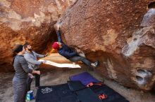 Bouldering in Hueco Tanks on 12/06/2019 with Blue Lizard Climbing and Yoga

Filename: SRM_20191206_1028100.jpg
Aperture: f/4.5
Shutter Speed: 1/250
Body: Canon EOS-1D Mark II
Lens: Canon EF 16-35mm f/2.8 L