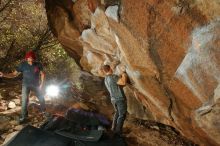 Bouldering in Hueco Tanks on 12/06/2019 with Blue Lizard Climbing and Yoga

Filename: SRM_20191206_1336550.jpg
Aperture: f/7.1
Shutter Speed: 1/250
Body: Canon EOS-1D Mark II
Lens: Canon EF 16-35mm f/2.8 L