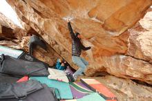 Bouldering in Hueco Tanks on 01/02/2020 with Blue Lizard Climbing and Yoga

Filename: SRM_20200102_1324150.jpg
Aperture: f/4.0
Shutter Speed: 1/250
Body: Canon EOS-1D Mark II
Lens: Canon EF 16-35mm f/2.8 L