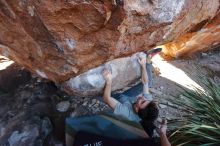 Bouldering in Hueco Tanks on 01/18/2020 with Blue Lizard Climbing and Yoga

Filename: SRM_20200118_1138381.jpg
Aperture: f/5.0
Shutter Speed: 1/250
Body: Canon EOS-1D Mark II
Lens: Canon EF 16-35mm f/2.8 L