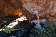 Bouldering in Hueco Tanks on 01/18/2020 with Blue Lizard Climbing and Yoga

Filename: SRM_20200118_1142400.jpg
Aperture: f/7.1
Shutter Speed: 1/250
Body: Canon EOS-1D Mark II
Lens: Canon EF 16-35mm f/2.8 L