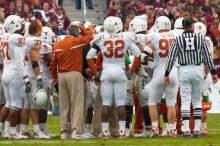 The University of Texas, Austin played Texas A&M in football at Kyle Field, College Station, on November 23, 2007.  UT lost to the Aggies, 30 to 38.

Filename: SRM_20071123_1614483.jpg
Aperture: f/13.0
Shutter Speed: 1/125
Body: Canon EOS-1D Mark II
Lens: Canon EF 300mm f/2.8 L IS