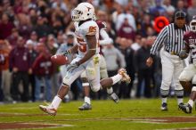 The University of Texas, Austin played Texas A&M in football at Kyle Field, College Station, on November 23, 2007.  UT lost to the Aggies, 30 to 38.

Filename: SRM_20071123_1755025.jpg
Aperture: f/2.8
Shutter Speed: 1/640
Body: Canon EOS-1D Mark II
Lens: Canon EF 300mm f/2.8 L IS