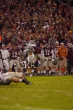 The University of Texas, Austin played Texas A&M in football at Kyle Field, College Station, on November 23, 2007.  UT lost to the Aggies, 30 to 38.

Filename: SRM_20071123_1909500.jpg
Aperture: f/2.8
Shutter Speed: 1/500
Body: Canon EOS-1D Mark II
Lens: Canon EF 300mm f/2.8 L IS