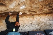 Bouldering in Hueco Tanks on 12/08/2018 with Blue Lizard Climbing and Yoga

Filename: SRM_20181208_1637500.jpg
Aperture: f/5.0
Shutter Speed: 1/250
Body: Canon EOS-1D Mark II
Lens: Canon EF 16-35mm f/2.8 L