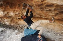 Bouldering in Hueco Tanks on 12/08/2018 with Blue Lizard Climbing and Yoga

Filename: SRM_20181208_1637590.jpg
Aperture: f/5.0
Shutter Speed: 1/250
Body: Canon EOS-1D Mark II
Lens: Canon EF 16-35mm f/2.8 L