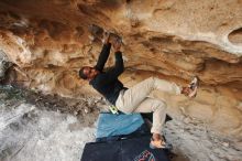 Bouldering in Hueco Tanks on 12/08/2018 with Blue Lizard Climbing and Yoga

Filename: SRM_20181208_1637591.jpg
Aperture: f/5.0
Shutter Speed: 1/250
Body: Canon EOS-1D Mark II
Lens: Canon EF 16-35mm f/2.8 L