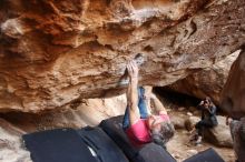 Bouldering in Hueco Tanks on 01/21/2019 with Blue Lizard Climbing and Yoga

Filename: SRM_20190121_1259460.jpg
Aperture: f/3.2
Shutter Speed: 1/200
Body: Canon EOS-1D Mark II
Lens: Canon EF 16-35mm f/2.8 L