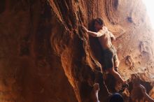 Bouldering in Hueco Tanks on 08/31/2019 with Blue Lizard Climbing and Yoga

Filename: SRM_20190831_1749140.jpg
Aperture: f/2.8
Shutter Speed: 1/250
Body: Canon EOS-1D Mark II
Lens: Canon EF 50mm f/1.8 II