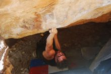 Bouldering in Hueco Tanks on 10/26/2019 with Blue Lizard Climbing and Yoga

Filename: SRM_20191026_1516470.jpg
Aperture: f/4.0
Shutter Speed: 1/250
Body: Canon EOS-1D Mark II
Lens: Canon EF 50mm f/1.8 II