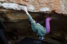 Bouldering in Hueco Tanks on 11/23/2019 with Blue Lizard Climbing and Yoga

Filename: SRM_20191123_1628080.jpg
Aperture: f/2.5
Shutter Speed: 1/250
Body: Canon EOS-1D Mark II
Lens: Canon EF 50mm f/1.8 II