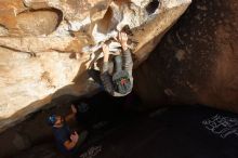 Bouldering in Hueco Tanks on 11/24/2019 with Blue Lizard Climbing and Yoga

Filename: SRM_20191124_1630390.jpg
Aperture: f/5.6
Shutter Speed: 1/250
Body: Canon EOS-1D Mark II
Lens: Canon EF 16-35mm f/2.8 L