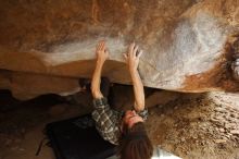 Bouldering in Hueco Tanks on 11/25/2019 with Blue Lizard Climbing and Yoga

Filename: SRM_20191125_1502500.jpg
Aperture: f/4.0
Shutter Speed: 1/250
Body: Canon EOS-1D Mark II
Lens: Canon EF 16-35mm f/2.8 L