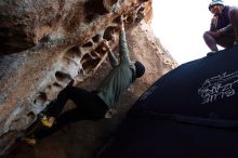 Bouldering in Hueco Tanks on 11/30/2019 with Blue Lizard Climbing and Yoga

Filename: SRM_20191130_1020460.jpg
Aperture: f/5.6
Shutter Speed: 1/250
Body: Canon EOS-1D Mark II
Lens: Canon EF 16-35mm f/2.8 L