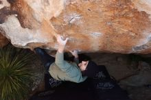 Bouldering in Hueco Tanks on 11/30/2019 with Blue Lizard Climbing and Yoga

Filename: SRM_20191130_1327080.jpg
Aperture: f/7.1
Shutter Speed: 1/250
Body: Canon EOS-1D Mark II
Lens: Canon EF 16-35mm f/2.8 L