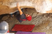 Bouldering in Hueco Tanks on 12/06/2019 with Blue Lizard Climbing and Yoga

Filename: SRM_20191206_1324500.jpg
Aperture: f/2.8
Shutter Speed: 1/250
Body: Canon EOS-1D Mark II
Lens: Canon EF 50mm f/1.8 II