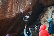 Bouldering in Hueco Tanks on 12/16/2019 with Blue Lizard Climbing and Yoga

Filename: SRM_20191216_1756560.jpg
Aperture: f/2.8
Shutter Speed: 1/250
Body: Canon EOS-1D Mark II
Lens: Canon EF 50mm f/1.8 II