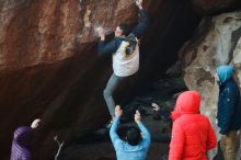 Bouldering in Hueco Tanks on 12/16/2019 with Blue Lizard Climbing and Yoga

Filename: SRM_20191216_1757020.jpg
Aperture: f/3.2
Shutter Speed: 1/250
Body: Canon EOS-1D Mark II
Lens: Canon EF 50mm f/1.8 II