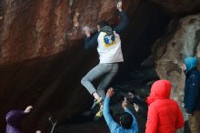 Bouldering in Hueco Tanks on 12/16/2019 with Blue Lizard Climbing and Yoga

Filename: SRM_20191216_1757031.jpg
Aperture: f/4.0
Shutter Speed: 1/250
Body: Canon EOS-1D Mark II
Lens: Canon EF 50mm f/1.8 II