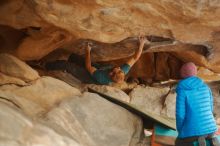 Bouldering in Hueco Tanks on 12/24/2019 with Blue Lizard Climbing and Yoga

Filename: SRM_20191224_1610420.jpg
Aperture: f/1.8
Shutter Speed: 1/125
Body: Canon EOS-1D Mark II
Lens: Canon EF 50mm f/1.8 II