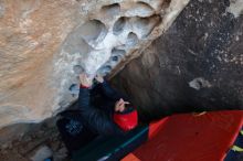 Bouldering in Hueco Tanks on 12/29/2019 with Blue Lizard Climbing and Yoga

Filename: SRM_20191229_1048360.jpg
Aperture: f/3.2
Shutter Speed: 1/250
Body: Canon EOS-1D Mark II
Lens: Canon EF 16-35mm f/2.8 L