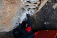 Bouldering in Hueco Tanks on 12/29/2019 with Blue Lizard Climbing and Yoga

Filename: SRM_20191229_1048370.jpg
Aperture: f/3.5
Shutter Speed: 1/250
Body: Canon EOS-1D Mark II
Lens: Canon EF 16-35mm f/2.8 L