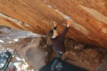 Bouldering in Hueco Tanks on 12/29/2019 with Blue Lizard Climbing and Yoga

Filename: SRM_20191229_1540470.jpg
Aperture: f/4.0
Shutter Speed: 1/400
Body: Canon EOS-1D Mark II
Lens: Canon EF 50mm f/1.8 II