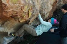 Bouldering in Hueco Tanks on 01/01/2020 with Blue Lizard Climbing and Yoga

Filename: SRM_20200101_1620040.jpg
Aperture: f/5.0
Shutter Speed: 1/320
Body: Canon EOS-1D Mark II
Lens: Canon EF 50mm f/1.8 II