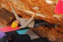 Bouldering in Hueco Tanks on 01/03/2020 with Blue Lizard Climbing and Yoga

Filename: SRM_20200103_1610090.jpg
Aperture: f/2.8
Shutter Speed: 1/250
Body: Canon EOS-1D Mark II
Lens: Canon EF 50mm f/1.8 II