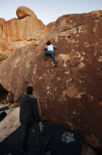 Bouldering in Hueco Tanks on 01/03/2020 with Blue Lizard Climbing and Yoga

Filename: SRM_20200103_1825460.jpg
Aperture: f/4.0
Shutter Speed: 1/160
Body: Canon EOS-1D Mark II
Lens: Canon EF 16-35mm f/2.8 L