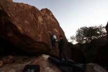 Bouldering in Hueco Tanks on 01/03/2020 with Blue Lizard Climbing and Yoga

Filename: SRM_20200103_1829160.jpg
Aperture: f/5.0
Shutter Speed: 1/125
Body: Canon EOS-1D Mark II
Lens: Canon EF 16-35mm f/2.8 L