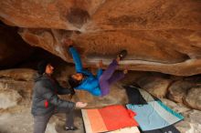 Bouldering in Hueco Tanks on 01/02/2020 with Blue Lizard Climbing and Yoga

Filename: SRM_20200102_1210340.jpg
Aperture: f/2.8
Shutter Speed: 1/250
Body: Canon EOS-1D Mark II
Lens: Canon EF 16-35mm f/2.8 L