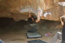 Bouldering in Hueco Tanks on 01/19/2020 with Blue Lizard Climbing and Yoga

Filename: SRM_20200119_1251251.jpg
Aperture: f/3.2
Shutter Speed: 1/250
Body: Canon EOS-1D Mark II
Lens: Canon EF 50mm f/1.8 II