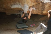 Bouldering in Hueco Tanks on 01/19/2020 with Blue Lizard Climbing and Yoga

Filename: SRM_20200119_1251290.jpg
Aperture: f/4.0
Shutter Speed: 1/250
Body: Canon EOS-1D Mark II
Lens: Canon EF 50mm f/1.8 II