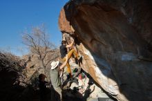 Bouldering in Hueco Tanks on 01/19/2020 with Blue Lizard Climbing and Yoga

Filename: SRM_20200119_1603110.jpg
Aperture: f/7.1
Shutter Speed: 1/640
Body: Canon EOS-1D Mark II
Lens: Canon EF 16-35mm f/2.8 L