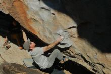 Bouldering in Hueco Tanks on 01/19/2020 with Blue Lizard Climbing and Yoga

Filename: SRM_20200119_1606180.jpg
Aperture: f/9.0
Shutter Speed: 1/500
Body: Canon EOS-1D Mark II
Lens: Canon EF 50mm f/1.8 II