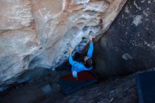 Bouldering in Hueco Tanks on 01/27/2020 with Blue Lizard Climbing and Yoga

Filename: SRM_20200127_1044590.jpg
Aperture: f/5.0
Shutter Speed: 1/250
Body: Canon EOS-1D Mark II
Lens: Canon EF 16-35mm f/2.8 L