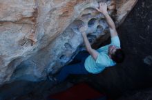 Bouldering in Hueco Tanks on 01/27/2020 with Blue Lizard Climbing and Yoga

Filename: SRM_20200127_1047190.jpg
Aperture: f/6.3
Shutter Speed: 1/250
Body: Canon EOS-1D Mark II
Lens: Canon EF 16-35mm f/2.8 L