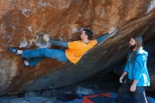 Bouldering in Hueco Tanks on 01/29/2020 with Blue Lizard Climbing and Yoga

Filename: SRM_20200129_1457500.jpg
Aperture: f/6.3
Shutter Speed: 1/320
Body: Canon EOS-1D Mark II
Lens: Canon EF 16-35mm f/2.8 L