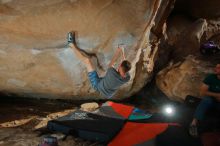 Bouldering in Hueco Tanks on 01/29/2020 with Blue Lizard Climbing and Yoga

Filename: SRM_20200129_1643120.jpg
Aperture: f/8.0
Shutter Speed: 1/250
Body: Canon EOS-1D Mark II
Lens: Canon EF 16-35mm f/2.8 L