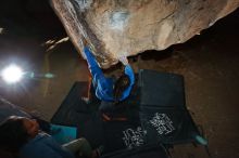 Bouldering in Hueco Tanks on 02/01/2020 with Blue Lizard Climbing and Yoga

Filename: SRM_20200201_1551390.jpg
Aperture: f/8.0
Shutter Speed: 1/250
Body: Canon EOS-1D Mark II
Lens: Canon EF 16-35mm f/2.8 L