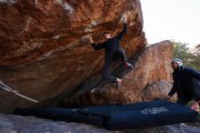 Bouldering in Hueco Tanks on 01/06/2020 with Blue Lizard Climbing and Yoga

Filename: SRM_20200106_1223051.jpg
Aperture: f/6.3
Shutter Speed: 1/320
Body: Canon EOS-1D Mark II
Lens: Canon EF 16-35mm f/2.8 L