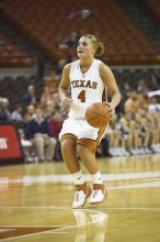 Guard Erika Arriaran, #4.  The lady longhorns defeated the Oral Roberts University's (ORU) Golden Eagles 79-40 Saturday night.

Filename: SRM_20061125_1354184.jpg
Aperture: f/2.8
Shutter Speed: 1/400
Body: Canon EOS-1D Mark II
Lens: Canon EF 80-200mm f/2.8 L