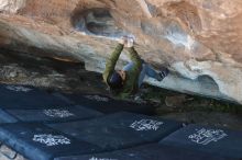 Bouldering in Hueco Tanks on 02/16/2020 with Blue Lizard Climbing and Yoga

Filename: SRM_20200216_1657130.jpg
Aperture: f/3.2
Shutter Speed: 1/250
Body: Canon EOS-1D Mark II
Lens: Canon EF 50mm f/1.8 II