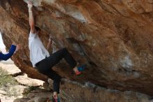 Bouldering in Hueco Tanks on 02/17/2020 with Blue Lizard Climbing and Yoga

Filename: SRM_20200217_1331091.jpg
Aperture: f/4.5
Shutter Speed: 1/400
Body: Canon EOS-1D Mark II
Lens: Canon EF 50mm f/1.8 II