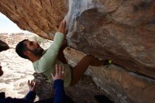 Bouldering in Hueco Tanks on 02/17/2020 with Blue Lizard Climbing and Yoga

Filename: SRM_20200217_1404540.jpg
Aperture: f/5.6
Shutter Speed: 1/800
Body: Canon EOS-1D Mark II
Lens: Canon EF 16-35mm f/2.8 L