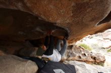 Bouldering in Hueco Tanks on 02/21/2020 with Blue Lizard Climbing and Yoga

Filename: SRM_20200221_1042100.jpg
Aperture: f/5.0
Shutter Speed: 1/250
Body: Canon EOS-1D Mark II
Lens: Canon EF 16-35mm f/2.8 L