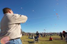 Former UT student Jeff Greenwell attempts to fly a kite at the 79th annual Zilker Park Kite Festival, Sunday, March 4, 2007.

Filename: SRM_20070304_1535142.jpg
Aperture: f/11.0
Shutter Speed: 1/250
Body: Canon EOS-1D Mark II
Lens: Sigma 15-30mm f/3.5-4.5 EX Aspherical DG DF