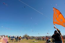 Madhav Tadikonda, class of 1997, and Anjali Patel, class of 1999, fly a UT kite at the 79th annual Zilker Park Kite Festival, Sunday, March 4, 2007.
Filename: SRM_20070304_1537365.jpg
Aperture: f/11.0
Shutter Speed: 1/250
Body: Canon EOS-1D Mark II
Lens: Sigma 15-30mm f/3.5-4.5 EX Aspherical DG DF